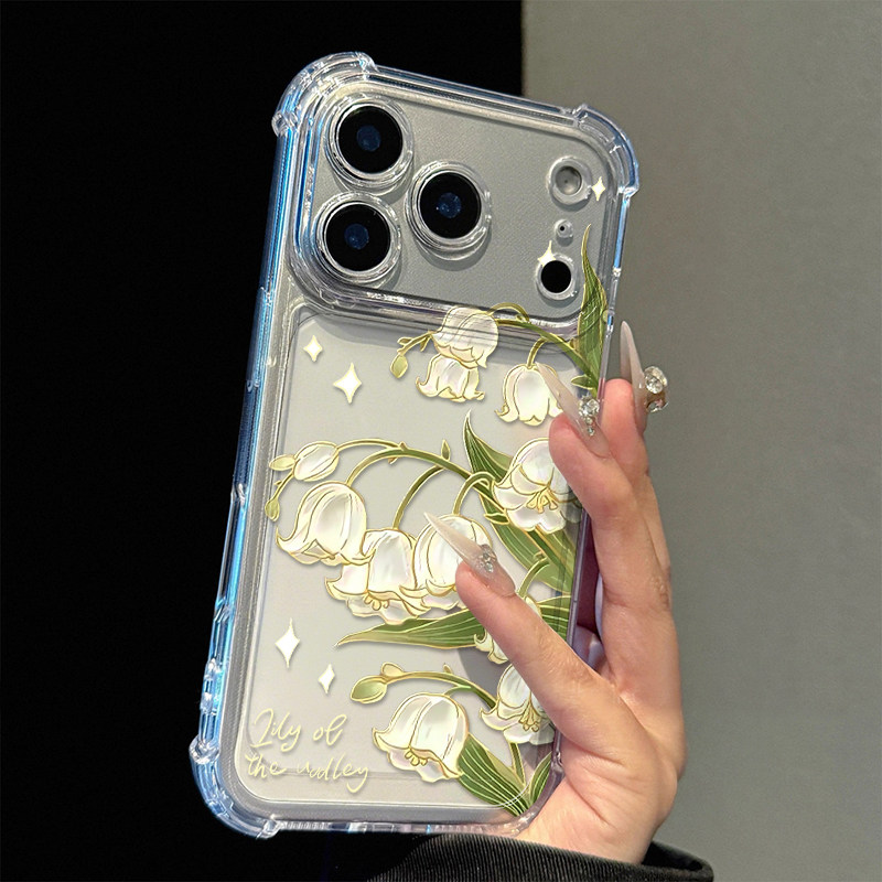 韩式清新铃兰适用17iPhone17promax/16plus/15pro手机壳苹果13气囊防摔壳17AIR新款12PROMAX11保护套14PROMAX
