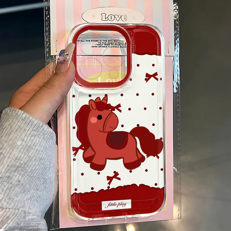 红框红结马儿适用于17苹果/华为/小米/vivo/oppo太空手机壳iPhone17promax/16/15小米17PROmate70/pura70防摔