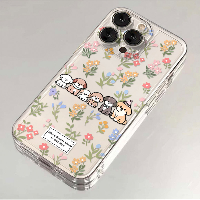 鲜花萌趣修狗适用于17苹果/华为/小米/vivo/oppo太空手机壳iPhone17promax/16/15小米17PROmate70/pura70防摔