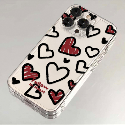 韩系涂鸦爱心适用于17苹果/华为/小米/vivo/oppo太空手机壳iPhone17promax/16/15小米17PROmate70/pura70防摔