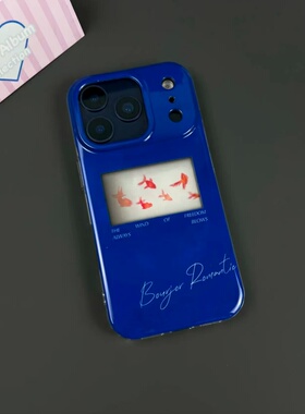 克莱因蓝红鲤鱼适用于17苹果/华为/小米/vivo/oppo手机壳iPhone17Air/16Plus/15Pro/14白色imd小米15红米K80