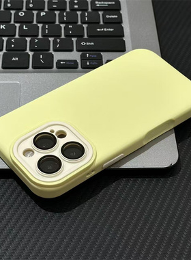 软糯奶黄色适用于17iPhone17promax/16plus/15pro/14撞色大视窗液态手机壳苹果13/ip17AIR防摔12PROMAX保护套