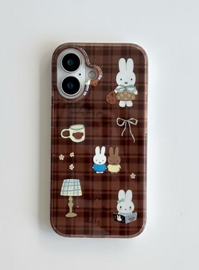 棕格米菲兔兔适用于iPhone17promax白色大孔IMD苹果16/15/14手机壳华为mate70vivo小米15红米k70oppo硬背软边