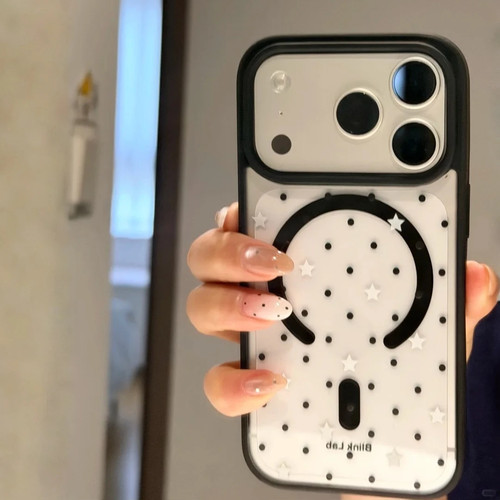 白星黑波点适用于17苹果17Air/16ProMax有尾磁吸iPhone15pro/14/13保护套12/11纯色16新款苹果17PR0MAX防摔