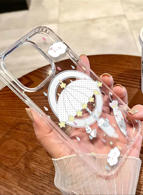 彩色雨滴星伞适用于苹果1516promax保护套iPhone11磁吸壳13pro12卡通14promax创意16PRO简约15PLUS韩系ins风