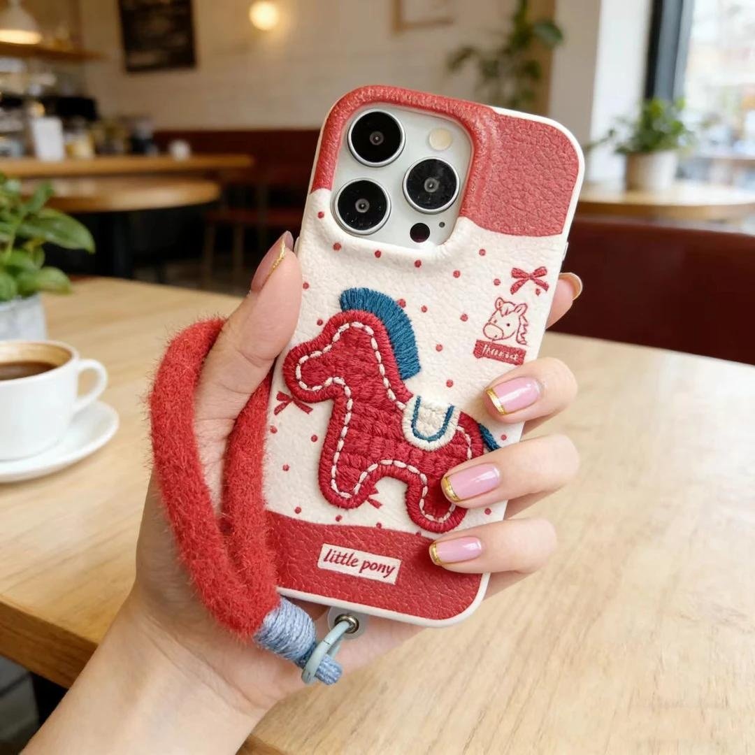 波纹红点小马适用于苹果/华为/小米/vivo/oppo皮革纹手机壳iPhone17防摔壳13pro/12个性14promax保护套16挂绳,3C数码配件,手机保护套/壳,淘宝优惠券,粉丝福利购,淘宝优惠卷