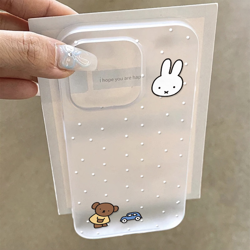 波点车车米菲兔适用于苹果17/16promax保护套iPhone11软壳13pro12透白14promax创意16PRO简约15PLUS韩系ins风