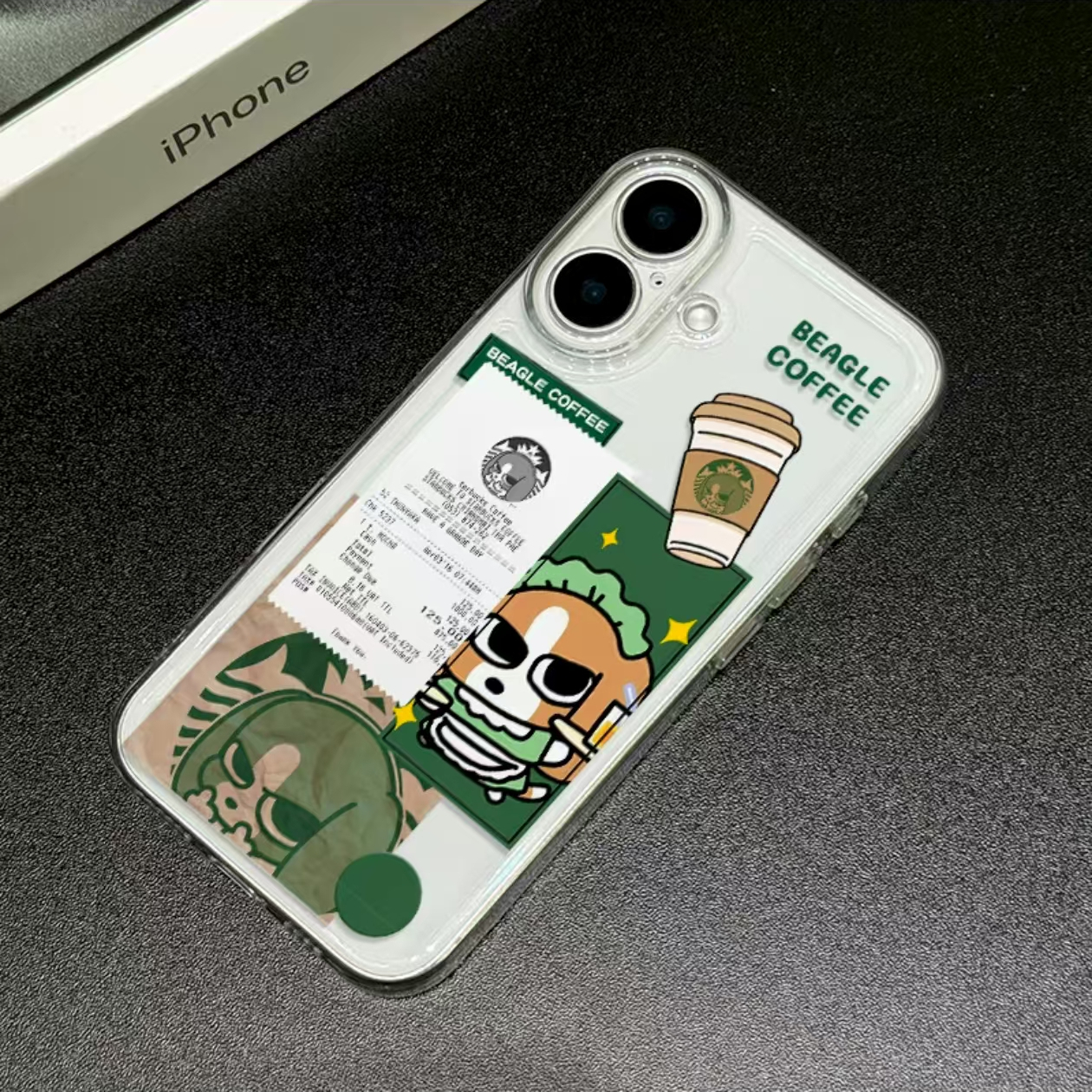 咖啡比格多栋适用苹果16promax/15手机壳华为mate70新款pura70荣耀200小米15Pro透明壳vivo防摔oppo保护套K80