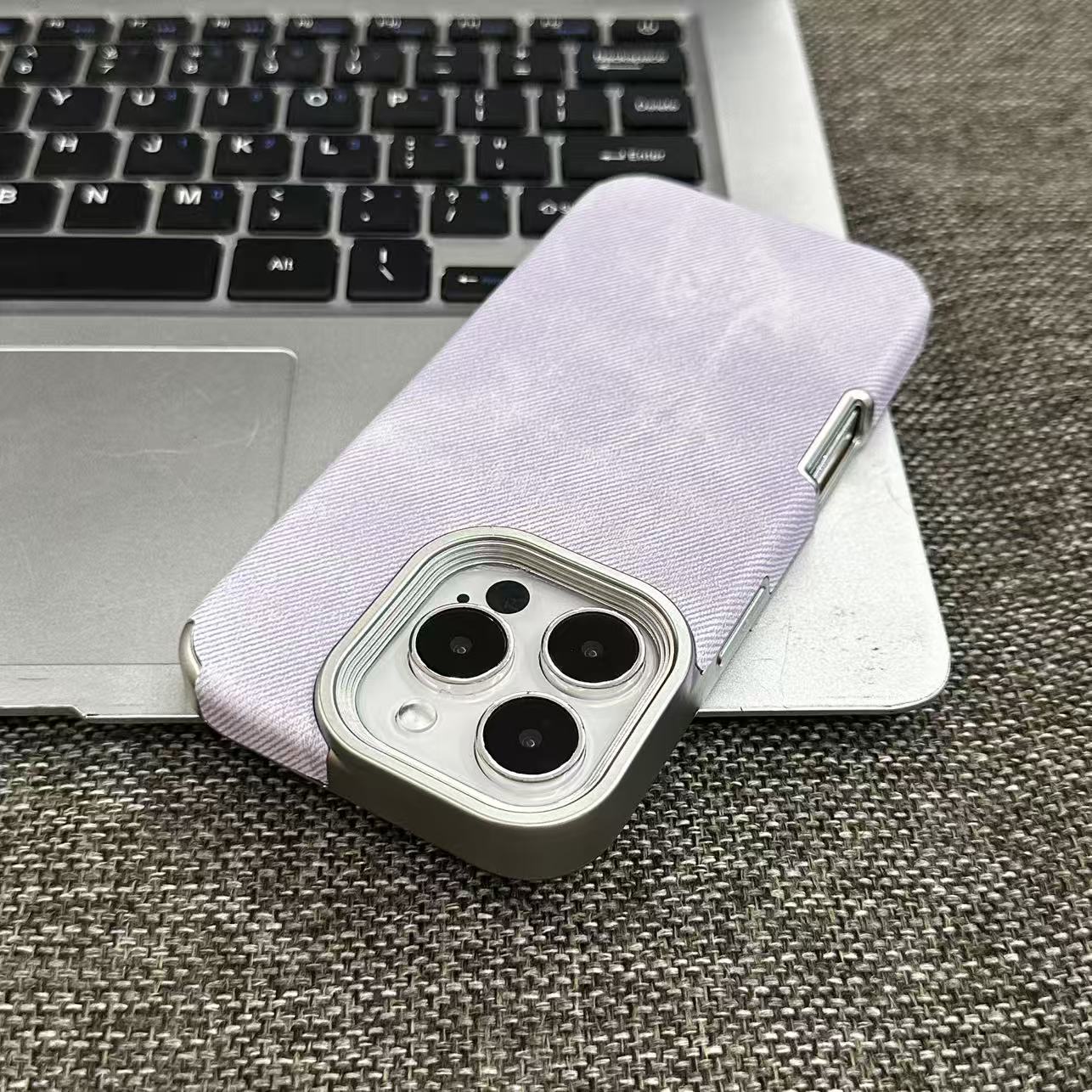 芋泥紫肤感牛仔纹适用苹果17AIR手机壳iPhone16promax/15plus/14pro纯色苹果13promax电镀12/11保护套ip17pro