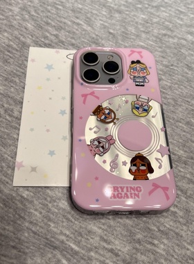 镂空唱片哭娃适用苹果16promax锡纸手机壳iPhone15pro新款16/1514plus小众创意13pro可爱卡通12/11防摔保护套