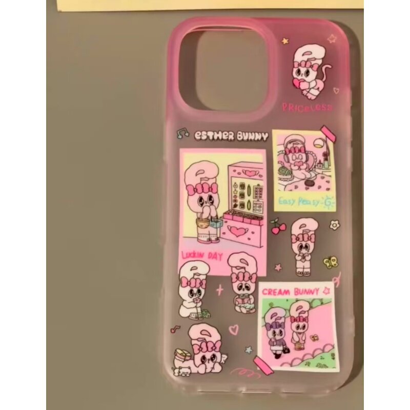 渐变粉小兔子适用于苹果17/16promax保护套iPhone11软壳13pro12透白14promax创意16PRO简约15PLUS韩系ins风Xs