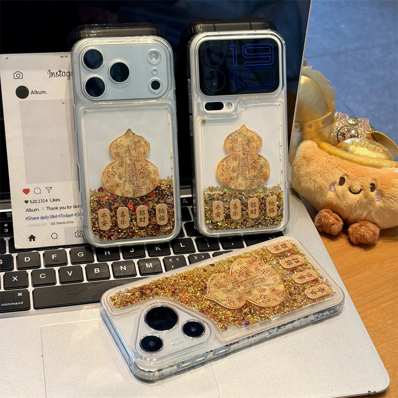 金葫纳福适用苹果18promax雪花流沙手机壳新款iPhone17/16/15/14/13pro全包透明vivo华为P70小米17oppo保护套