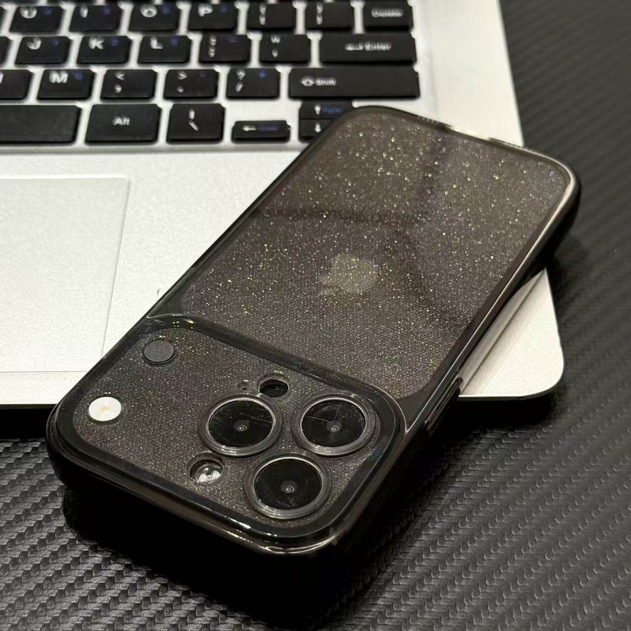 透黑细闪星钻壳适用于17苹果17/16promax手机壳iPhone15PRO精孔13pro/12苹果14promax软套13简约16Plus个性15