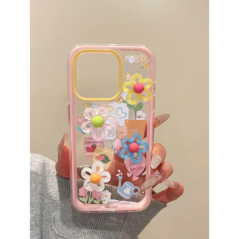 花盆猫咪适用于iPhone17promax/16手机壳苹果15pro新款撞色大孔12promax华为Pura80小米17oppo软vivo防摔壳