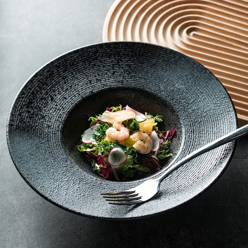 螺纹草帽盘汤盘 大号特色菜品陶瓷盘子西餐盘商用餐具菜盘平盘子