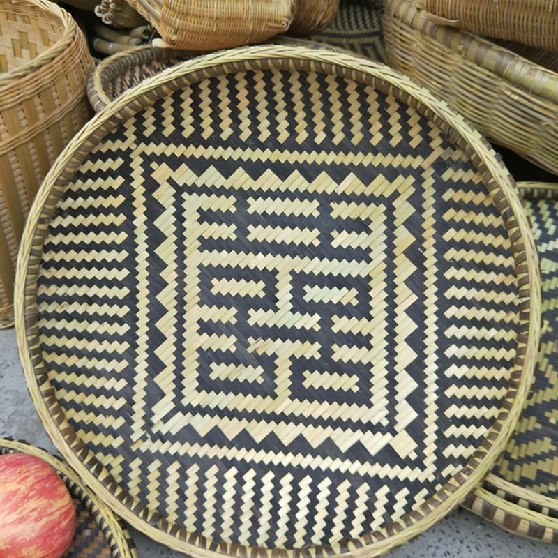 贵州纯手工精品竹编 喜庆盘 无孔竹筛子 圆簸箕  竹筛水果盘 竹盘