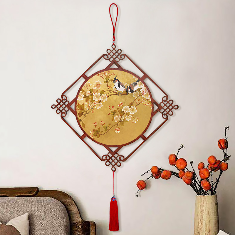 花开富贵入户门玄关挂件中国结花鸟国画客厅装饰画餐厅过道挂饰