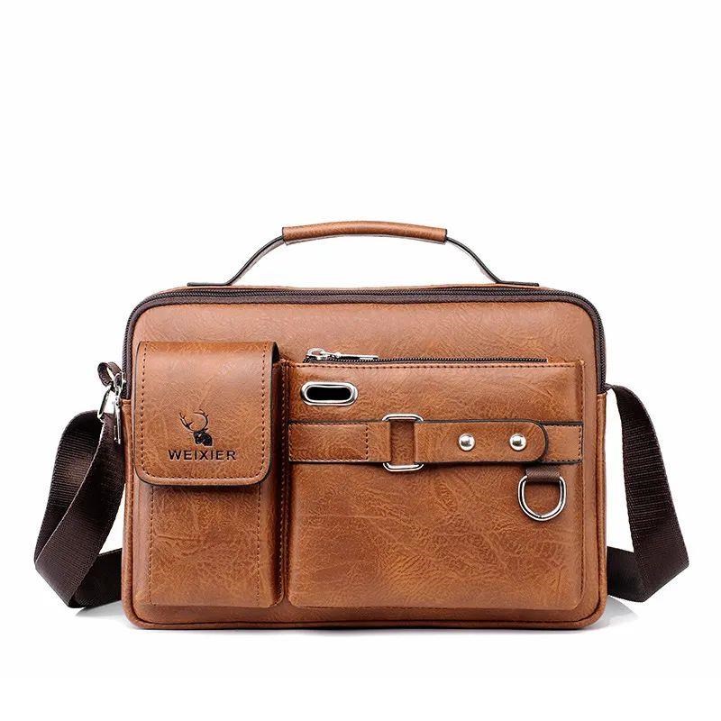 Brand Men Shoulder Bag Pu Leather Business Messenger Bag for