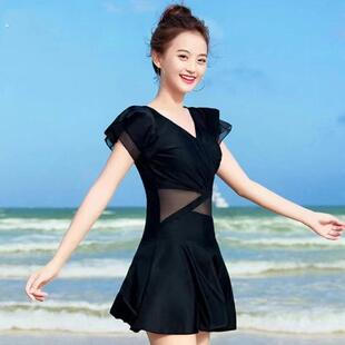 连体温泉游泳装 泳衣女款 成人微胖遮肚显瘦高级感大码 爆款 2025新款