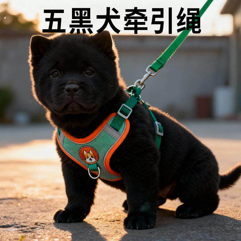 五黑犬牵引绳中大型犬专用外出遛狗胸背幼犬防咬背心狗绳宠物用品