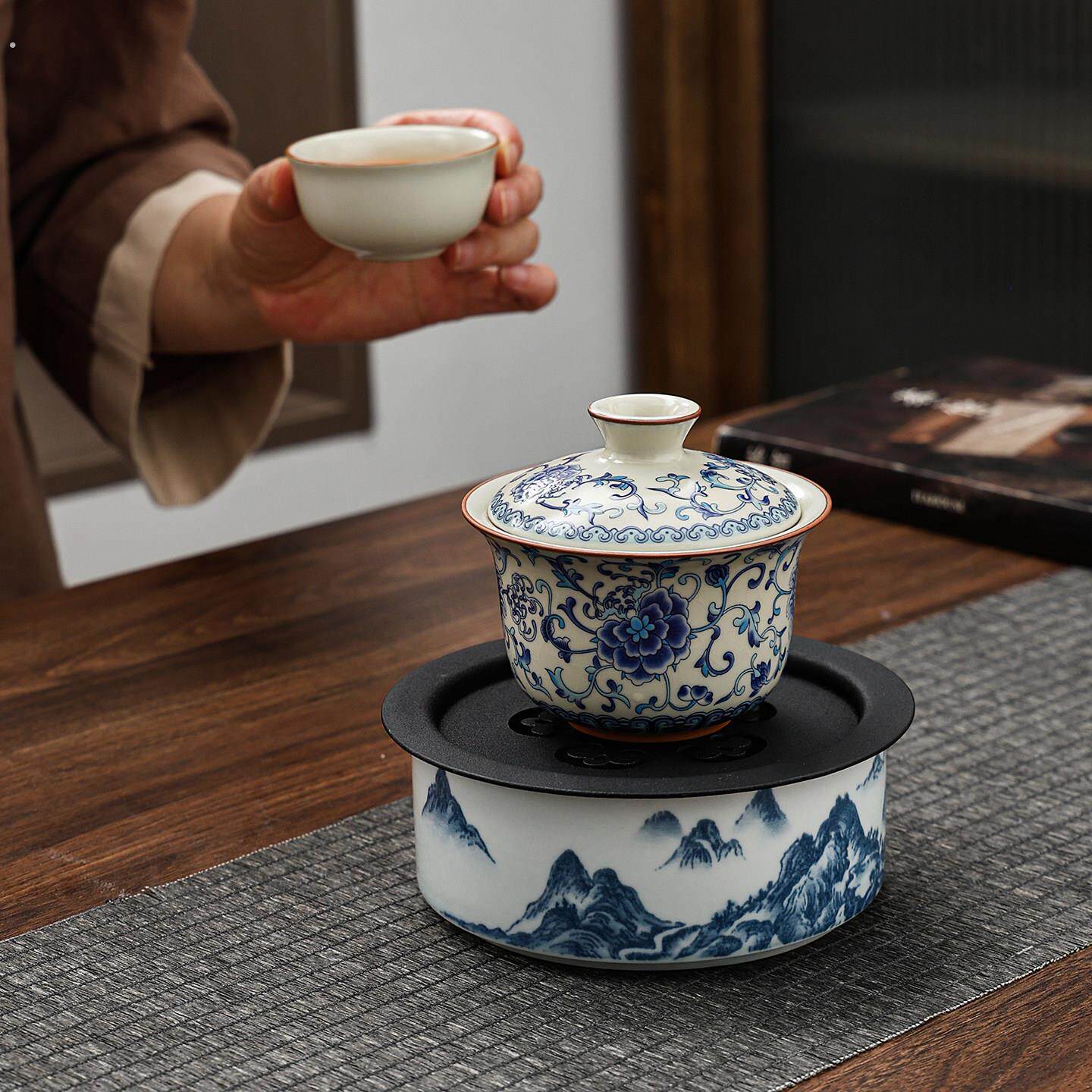 壶承干泡台功夫茶具紫砂壶养壶盖碗底座壶托储水陶瓷茶托盘茶渣缸