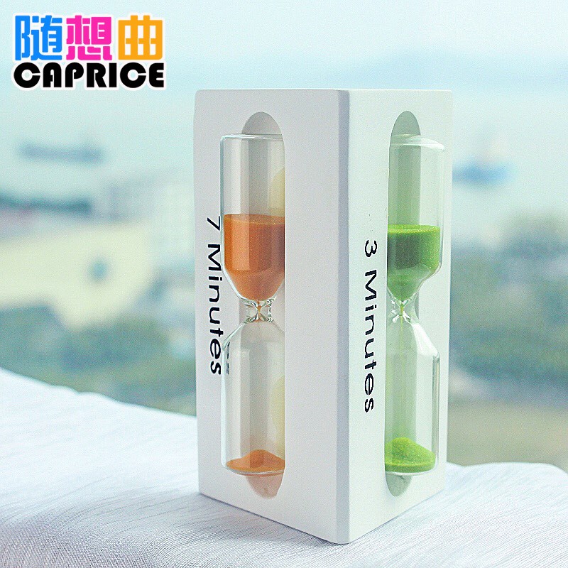 沙漏计时器儿童刷牙3/5/7分钟时间创意防摔流沙瓶摆件家居小饰品