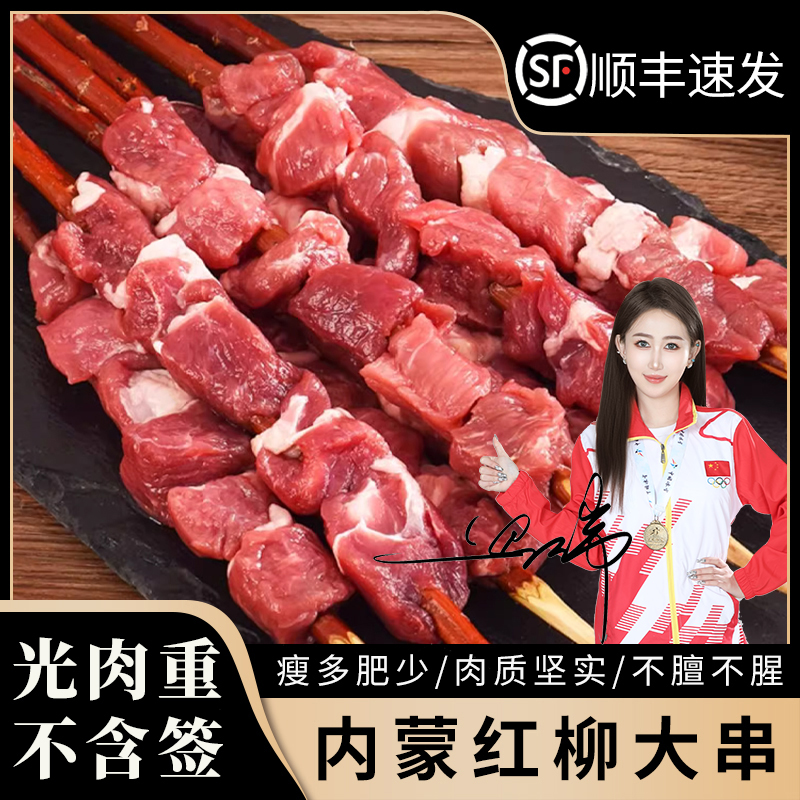 红柳枝羊肉串半成品新鲜内蒙烧烤肉烤牛肉串空气炸锅户外烧烤食材