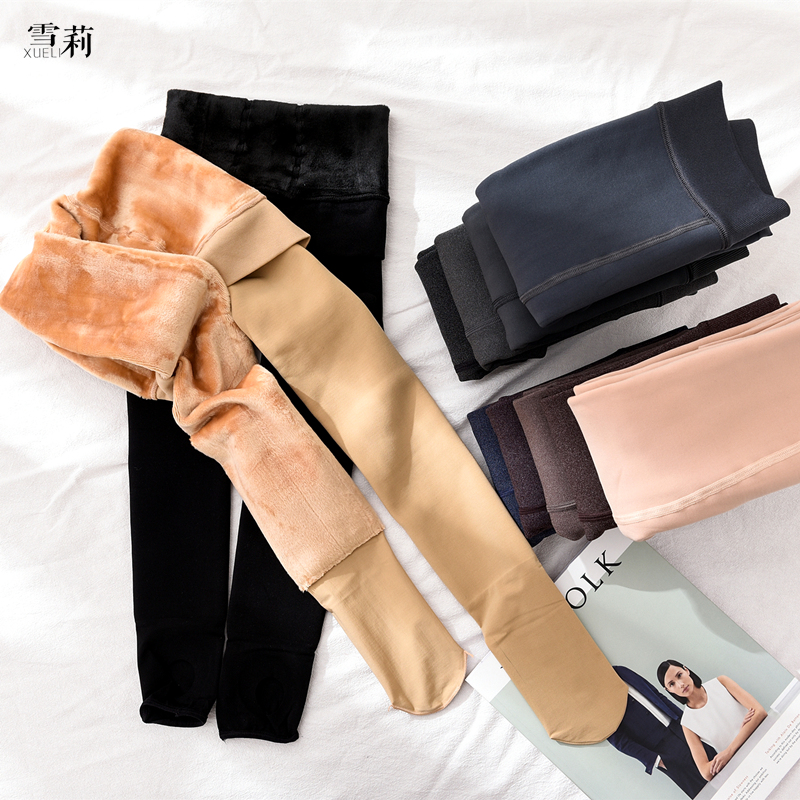 JA纯色加绒加厚显瘦保暖一体裤袜