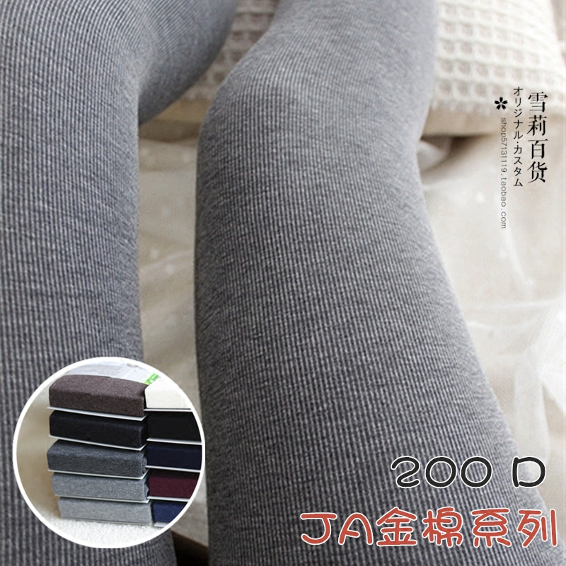 JA200D春季金棉竖条纹显瘦连裤袜哑光厚不透肉打底女加长连体袜子