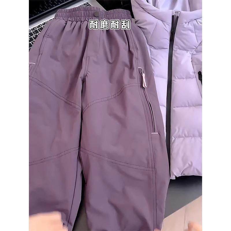 女童加绒裤子秋冬款2025新款儿童户外冲锋裤男童登山裤冬休闲裤潮
