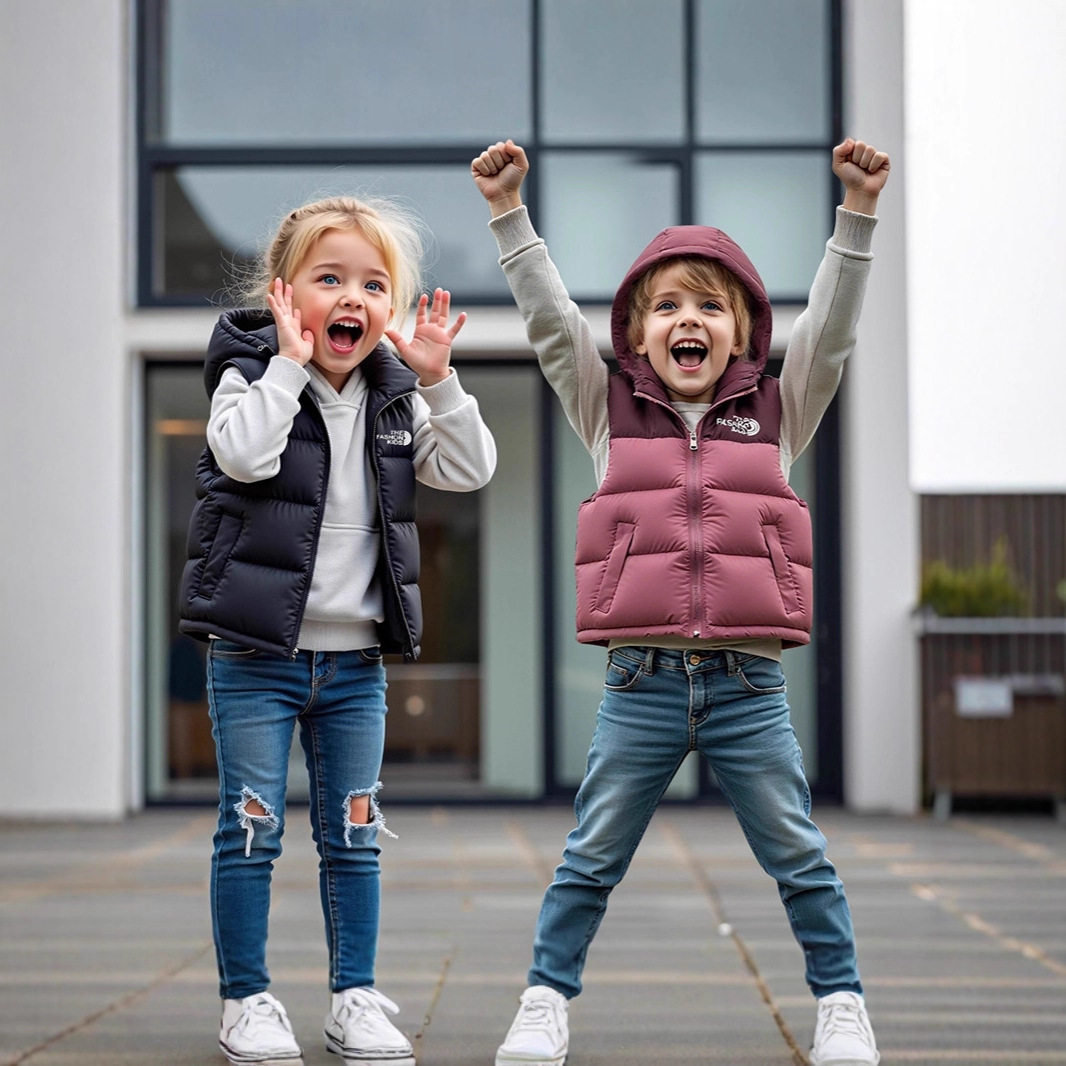 25秋冬季新款儿童装连帽拼色羽绒棉马甲男女童中大童宝宝背心坎肩