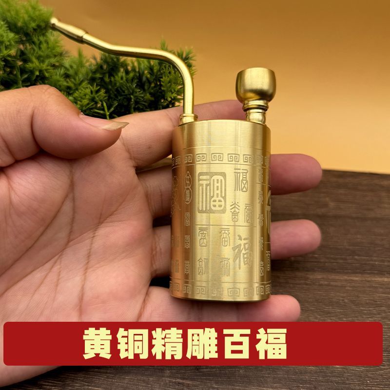 纯铜水烟壶烟斗加厚黄铜