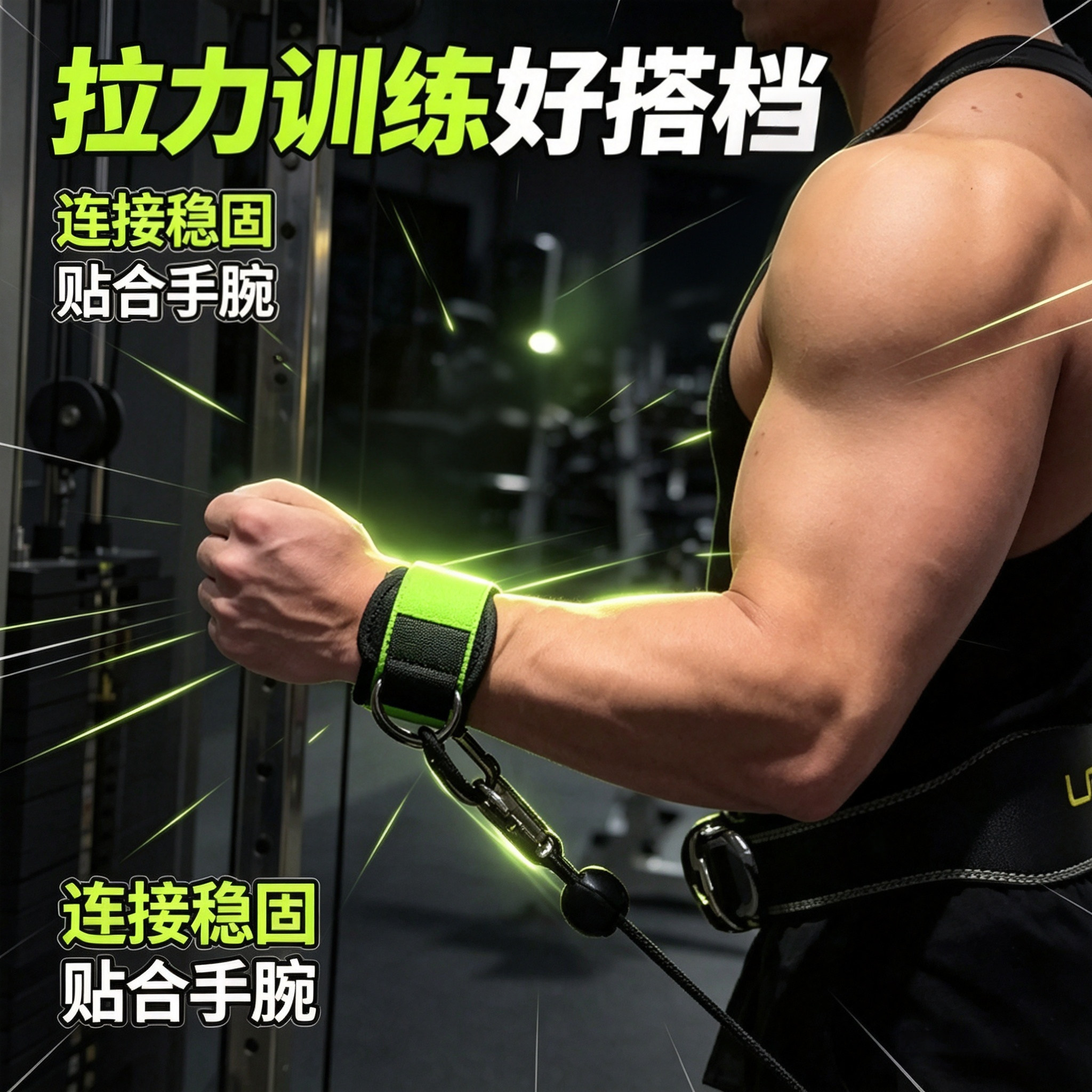 龙门架力量训练腕带胸肌三角肌手环扣同脚环脚踝扣拉力绳器械配件