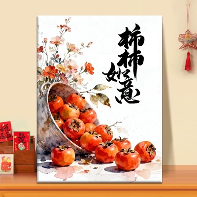 国风事事如意|数字油画diy实心背板真心零基础填色手绘礼物装饰画
