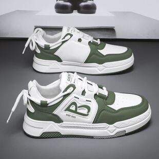 面包鞋夏季透气男鞋2024新款厚底学生板鞋运动跑步休闲鞋帆布皮鞋