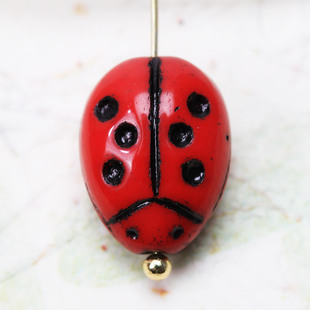 捷克珠14*11mm红色小瓢虫琉璃珠散珠DIY手作手链耳饰项链材料配件