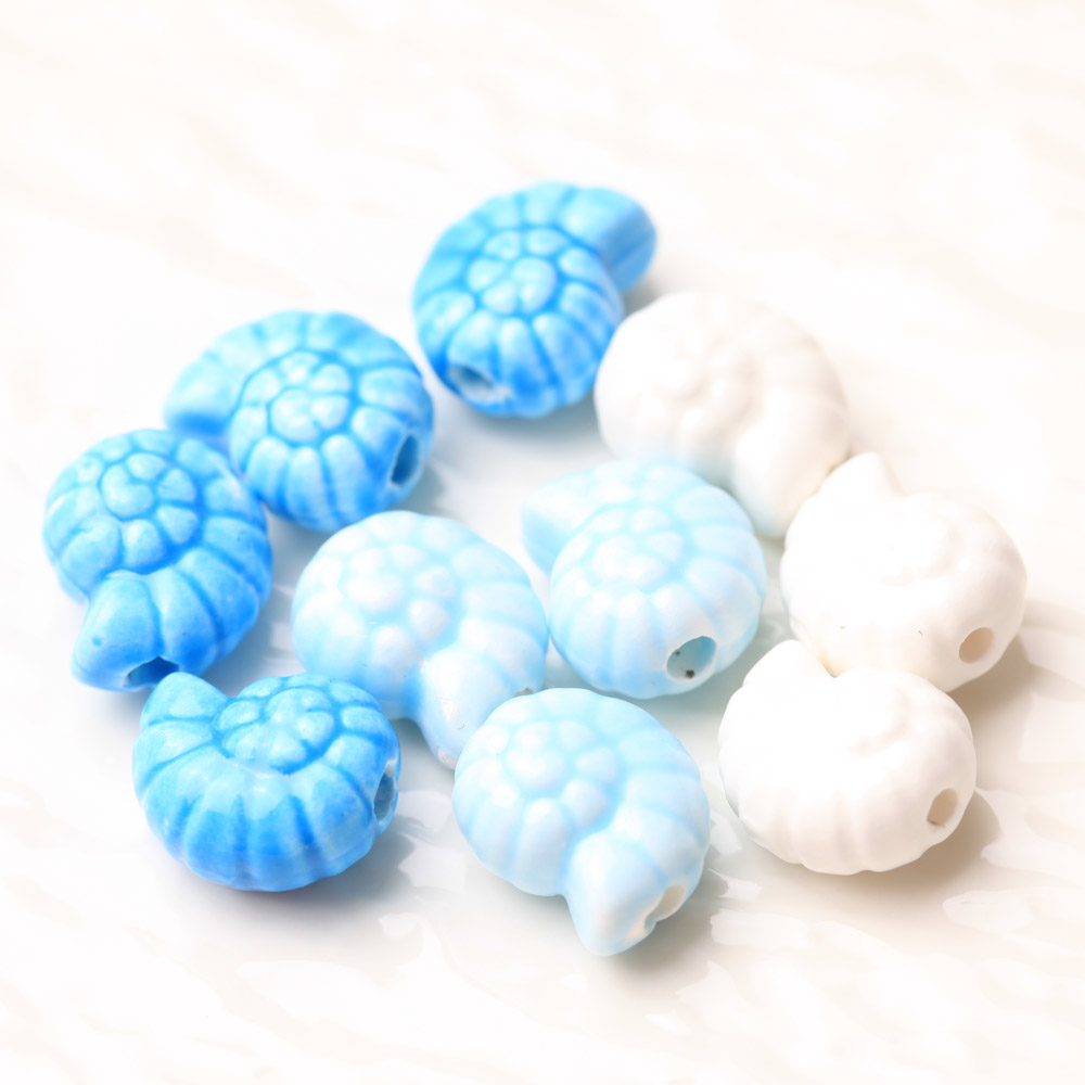 海螺形复古贝壳陶瓷珠Diy手作