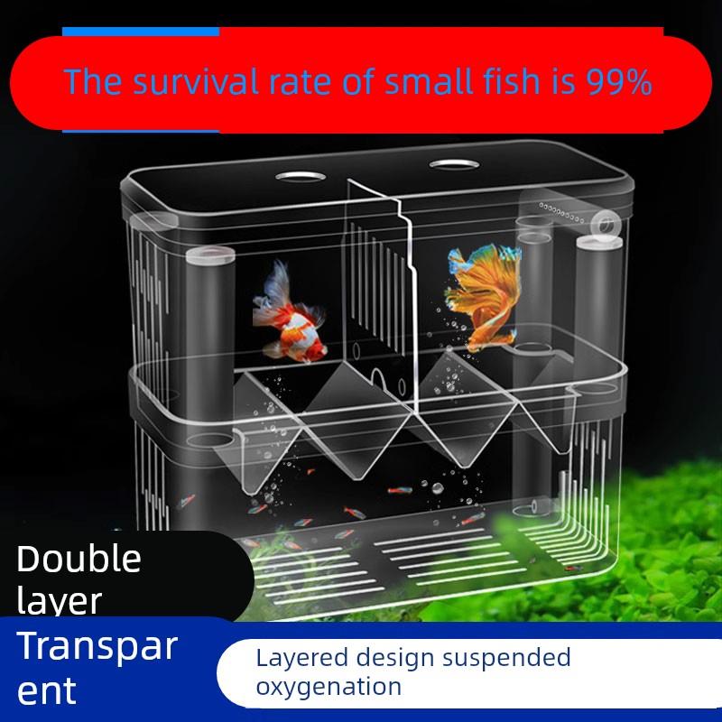 孔雀鱼小鱼繁殖隔离盒鱼缸孵化盒热带鱼小幼鱼大小号孵化器产卵房