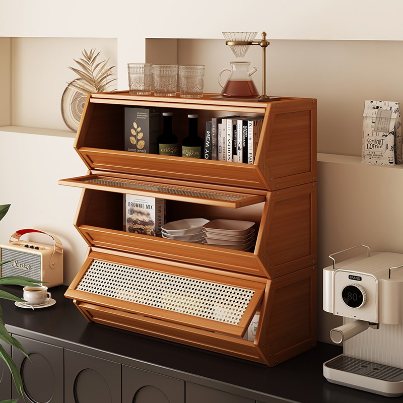 桌面收纳柜家用餐桌碗柜置物盒可叠加储物柜子非实木多功能餐边柜