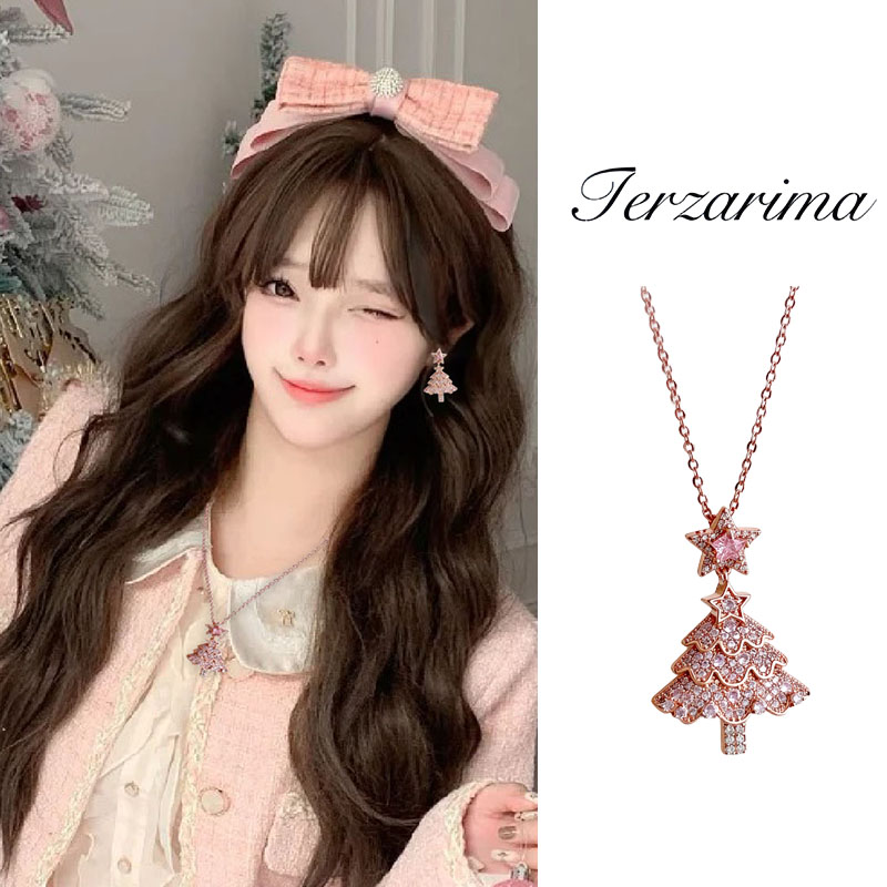 气质圣诞树吊坠项链女款