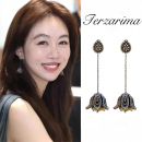 中餐厅姜妍同款 耳钉流苏复古耳饰 花朵耳环波西米亚民族风耳夹长款