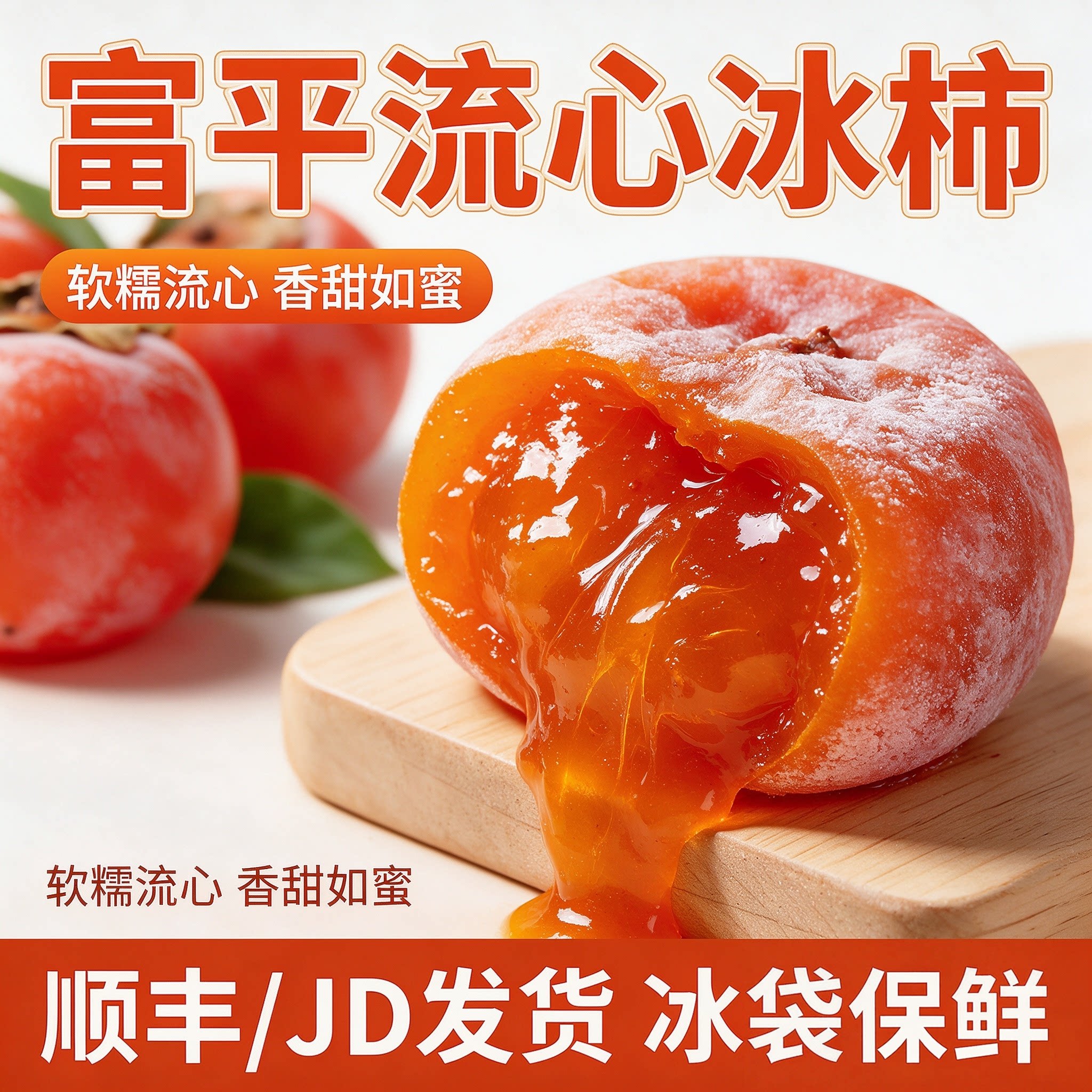 陕西富平流心冰柿饼即食软糯