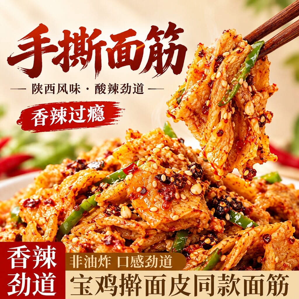 凤回首陕西手撕面筋香辣即食