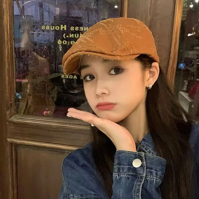 日系复古前进帽韩版isn磨毛休闲百搭鸭舌帽鸭嘴帽春秋文艺贝雷帽