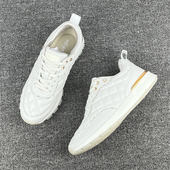 出日本时尚 耐磨防滑厚底百搭女 菱格革面拼接复古休闲鞋 运动鞋 女鞋