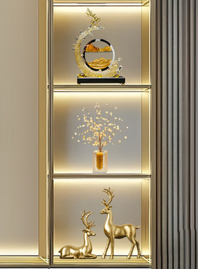 电视柜摆件装饰轻奢高档客厅酒柜玻璃柜子高端大气上档次高级感