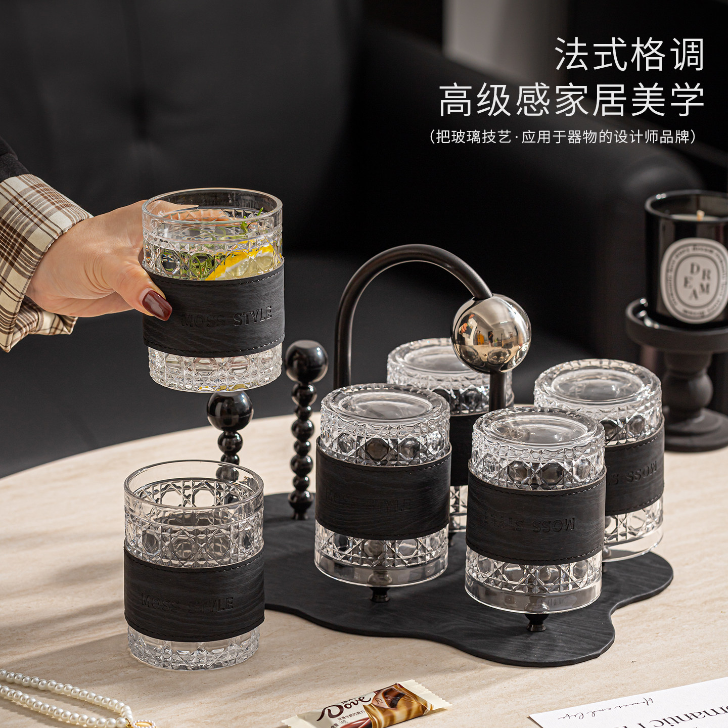 中式玻璃杯套装耐高温防烫杯子