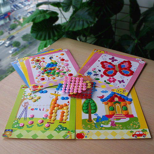 男女孩子手工创作钮扣贴画幼儿园材料DIY儿童纽扣贴纸益智玩具