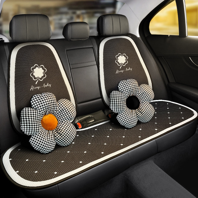 汽车座垫冰丝透气夏季座套通风坐垫四季通用卡通可爱女士后排后座