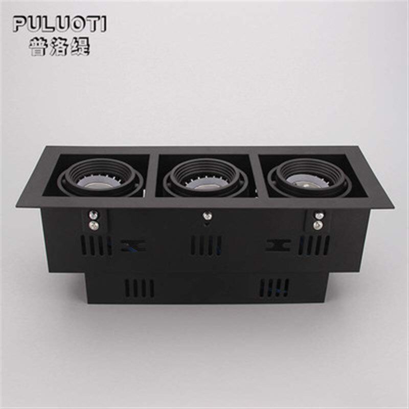 普洛缇LED射灯暗装斗胆灯豆胆灯COB射灯三头嵌入式格栅灯方形筒灯
